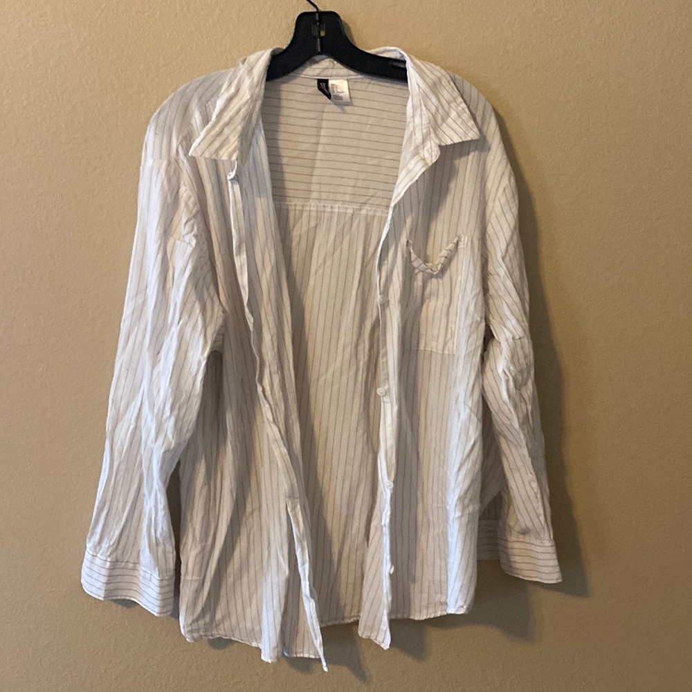 Light weight white and brown button up H&M L